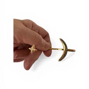 Stella and Dot Gold Crescent Moon and Star Adjustable cuff bracelet